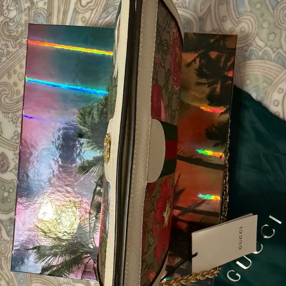 GUCCI Ophida GG Supreme Web Logo Small Flora Shoulder Bag - Picture 6 of 7